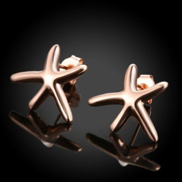NWOT Unique Rose Gold Starfish Stud Earrings - Picture 2 of 6